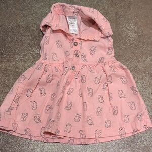 Pink Owl Print Kids Dress